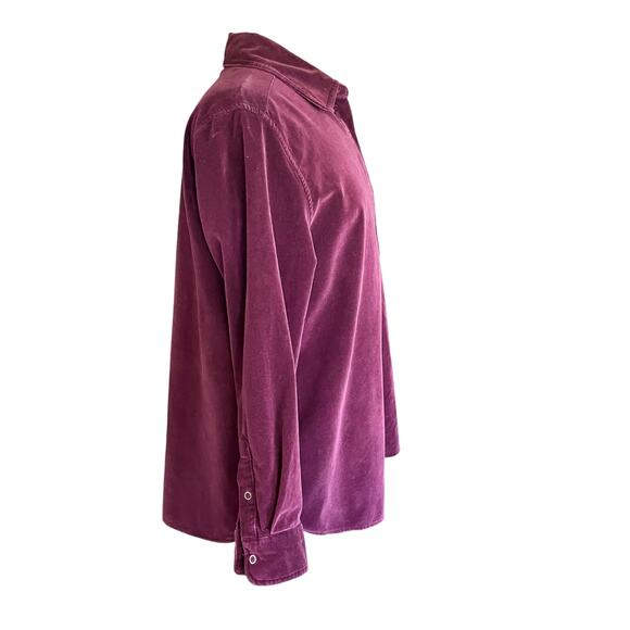 Faded Glory Burgundy Brushed Velvet Snap Front Shirt Size 14W/16W Fall Winter - Picture 3 of 9